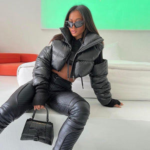 Mechanical Style Off - Shoulder Zipper Cotton Jacket - MRC STOREtopMRC STOREMechanical Style Off - Shoulder Zipper Cotton Jacket - MRC STOREMRC STORECJJK212424103CXBlackL