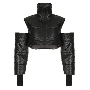 Mechanical Style Off - Shoulder Zipper Cotton Jacket - MRC STOREtopMRC STOREMechanical Style Off - Shoulder Zipper Cotton Jacket - MRC STOREMRC STORECJJK212424103CXBlackL