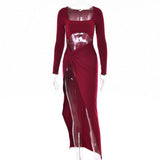 U - Neck Long Sleeve Evening Dress - MRC STORETopMRC STOREElegant Long Sleeve Dress - MRC STOREMRC STORECJLY167027707GTWine RedL
