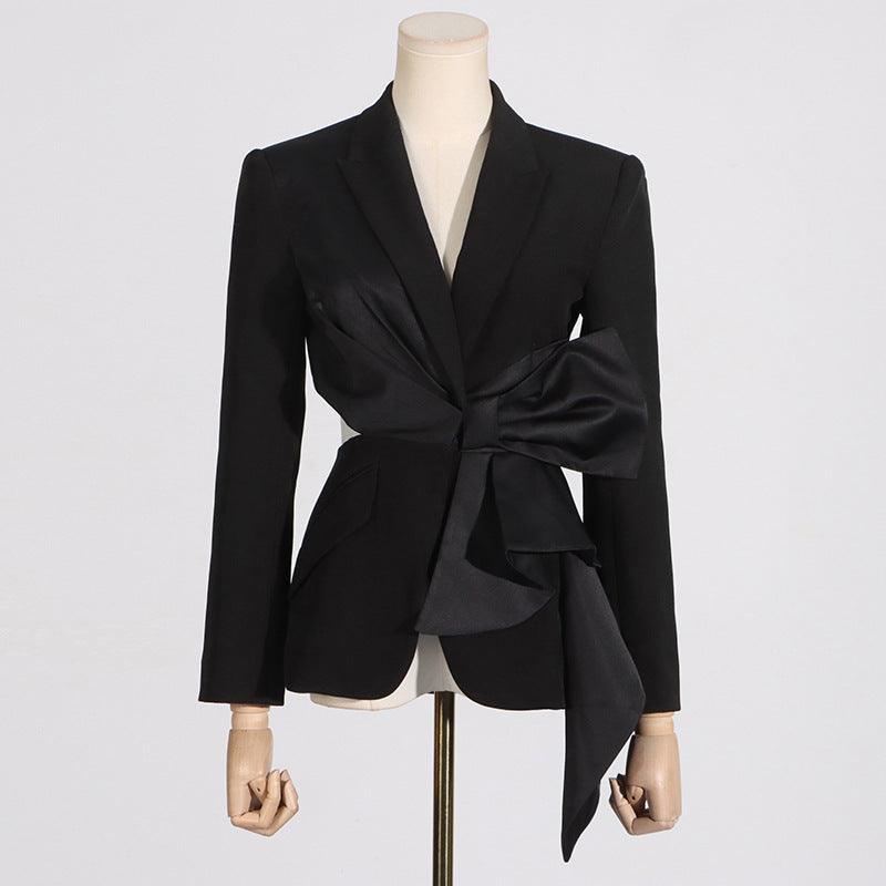 V - Neck Bow Lace - Up Jacket - MRC STORETopMRC STOREFashion V - Neck Bow Stitching Lace - up Waist Slim Fit Jacket - MRC STOREMRC STORECJYD213197503CXBlackL