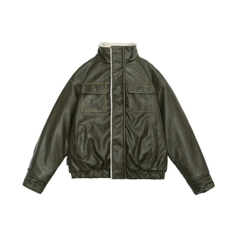 Winter Coat PU Leather Coat with Lamb Wool Lining - MRC STORETopMRC STOREWinter Coat PU Leather Coat with Lamb Wool Lining - MRC STOREMRC STORECJPK211782706FUGreenL