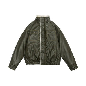 Winter Coat PU Leather Coat with Lamb Wool Lining - MRC STORETopMRC STOREWinter Coat PU Leather Coat with Lamb Wool Lining - MRC STOREMRC STORECJPK211782706FUGreenL