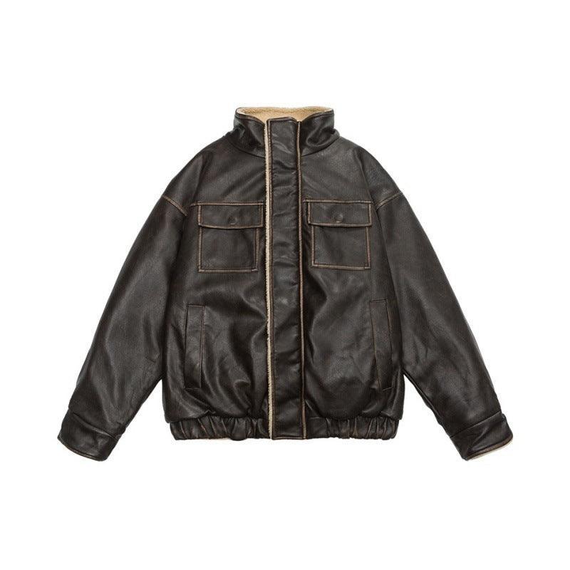 Winter Coat PU Leather Coat with Lamb Wool Lining - MRC STORETopMRC STOREWinter Coat PU Leather Coat with Lamb Wool Lining - MRC STOREMRC STORECJPK211782710JQBrownL