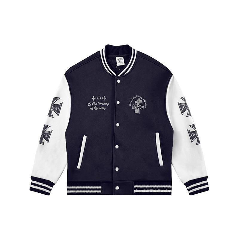 Contrast Color Loose Printed Baseball Jacket - MRC STORETopMRC STOREContrast Color Loose Printed Baseball Jacket - Winter Streetwear Style - MRC STOREMRC STORECJXZ213507010JQSapphire BlueL