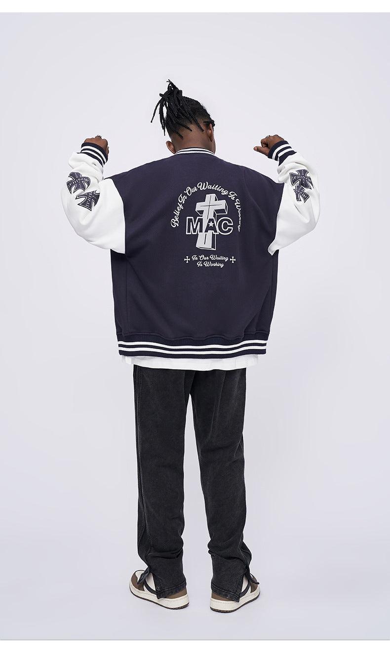 Contrast Color Loose Printed Baseball Jacket - MRC STORETopMRC STOREContrast Color Loose Printed Baseball Jacket - Winter Streetwear Style - MRC STOREMRC STORECJXZ213507006FUSky BlueL
