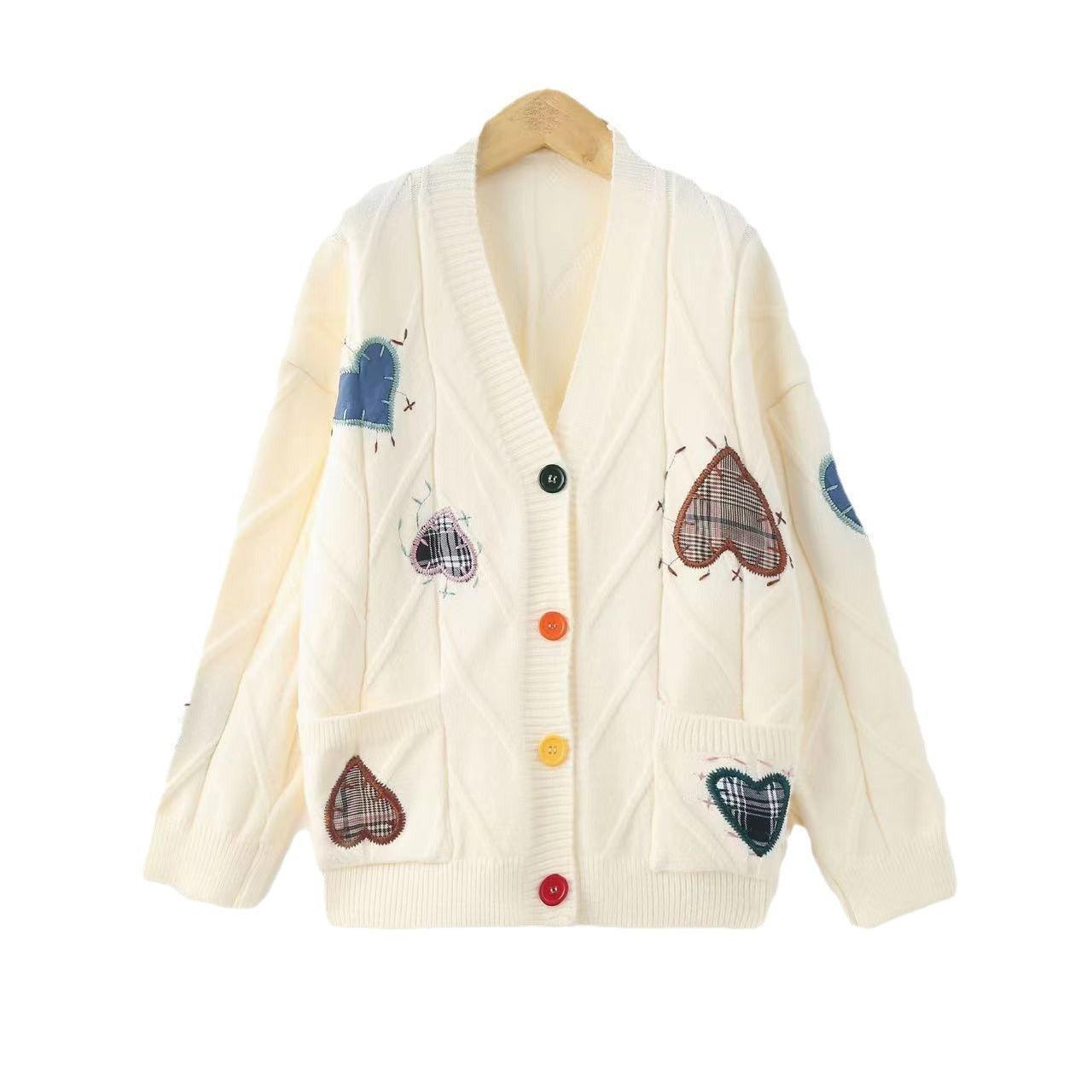 Loose Love Embroidery Knit Cardigan - MRC STORETopMRC STOREAutumn and Winter Loose Love Embroidery Knit Cardigan - MRC STOREMRC STORECJMY210833003CXPicture ColorL