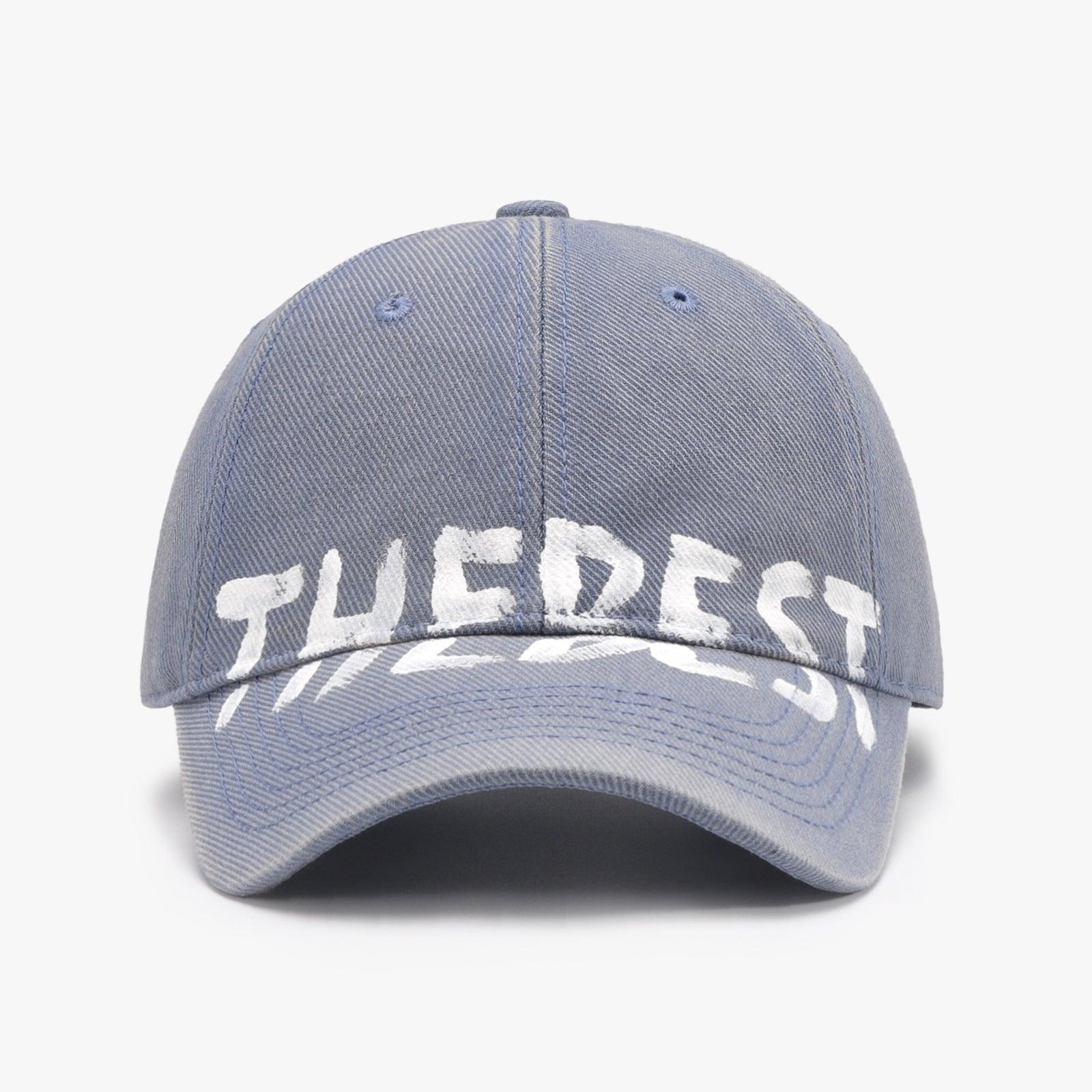 Gray and blue adjustable Letter Graffiti curved brim cap with soft top, stylish accessories by My Store.