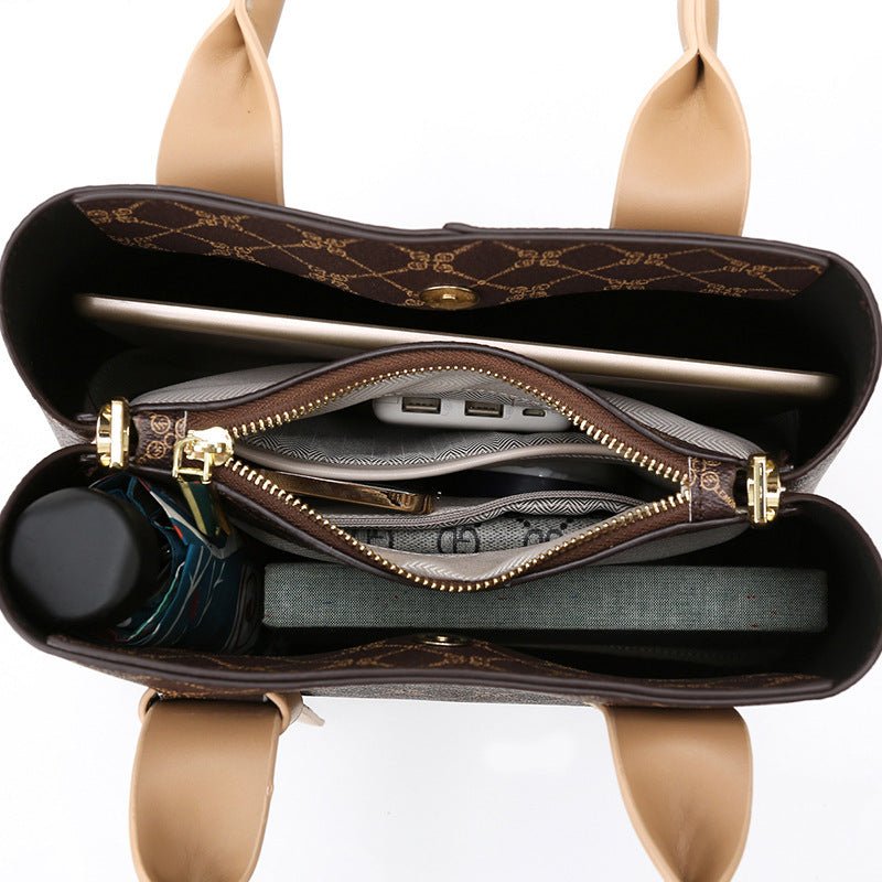 Retro Messenger Bag - Fashion Handbag - MRC STOREAccessoriesMy StoreOpen handbag showing interior with compartments and a phone inside, on a white background.MRC STORECJNS242758112LOApricot Khaki With Gift Box
