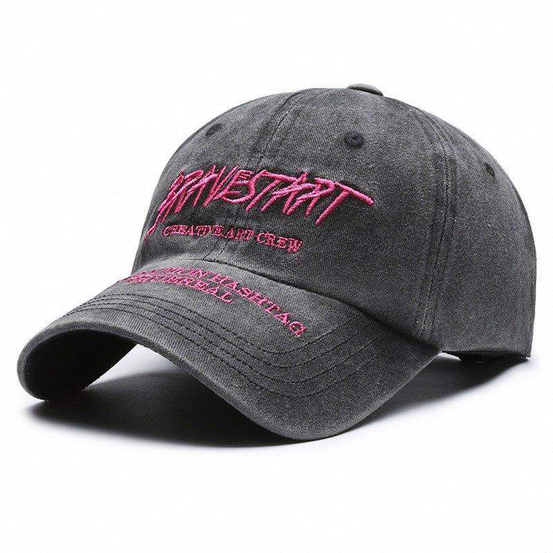 Distressed Baseball Cap – Embroidered Cotton - MRC STOREAccessoriesMy StoreFaded Washed Distressed Baseball Cap –Unisex Cap Embroidered Letters, Adjustable Cotton Cap for All Seasons - MRC STOREMRC STORECJBQ210560901AZBlackFree Size Adjustable