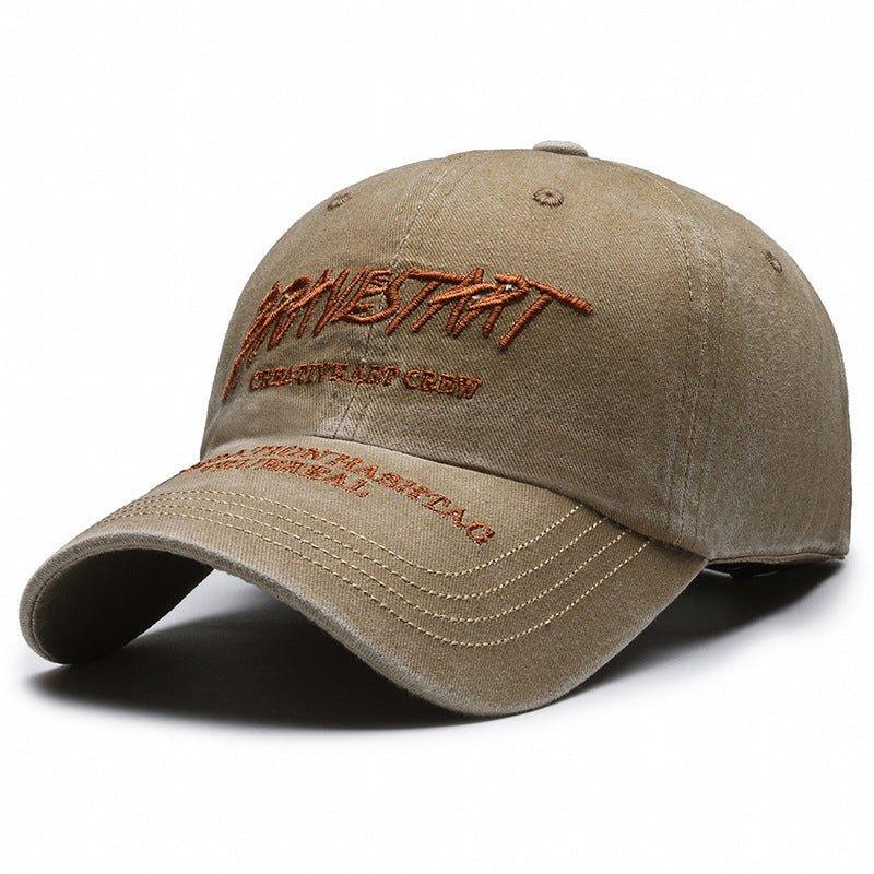 Distressed Baseball Cap – Embroidered Cotton - MRC STOREAccessoriesMy StoreFaded Washed Distressed Baseball Cap –Unisex Cap Embroidered Letters, Adjustable Cotton Cap for All Seasons - MRC STOREMRC STORECJBQ210560906FUKhakiFree Size Adjustable