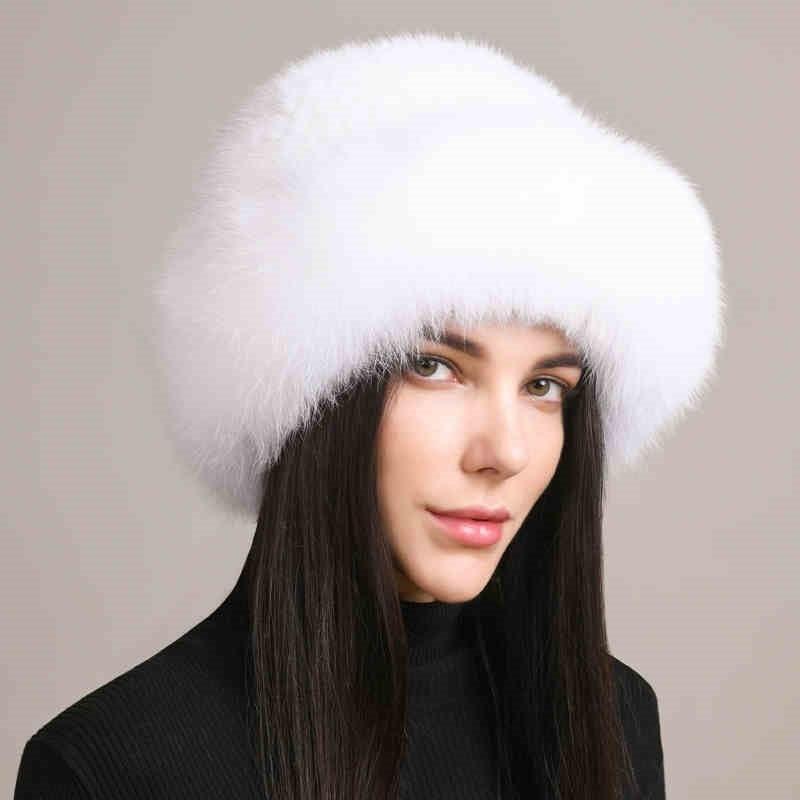 Luxurious Winter hat Mink Hair Hat - MRC STOREAccessoriesMy StoreA woman wearing a beige mink hair winter hat with a dome cap style.MRC STORECJMZ222700510JQWhite