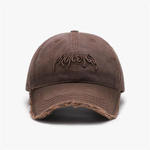 Black men's baseball cap with 3D embroidered letter design, adjustable cotton dome hat, soft top, casual accessories.