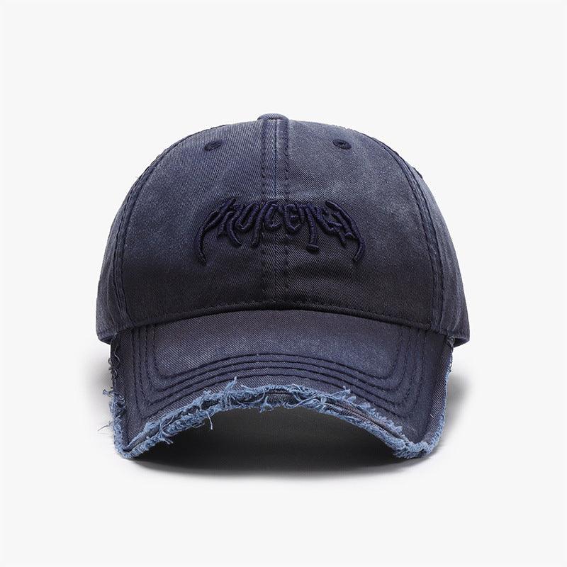 Black adjustable men's baseball cap with 3D embroidered letter design and soft cotton dome construction.