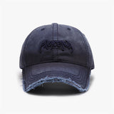 Black adjustable men's baseball cap with 3D embroidered letter design and soft cotton dome construction.