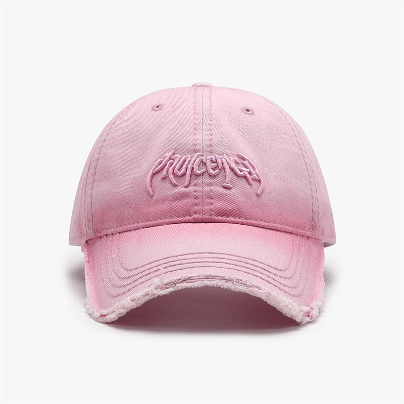 Black adjustable men's baseball cap with 3D embroidered letter design and soft cotton dome, casual accessory for men