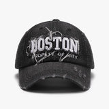 Black men's 3D embroidery soft peaked cap with adjustable cotton dome, outdoor accessory for comfortable sun protection.