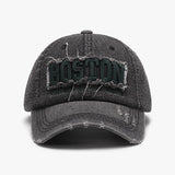 Men's black 3D embroidery soft peaked cap with adjustable cotton dome hat for outdoor wear, stylish accessory.