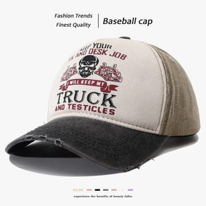 Peaked Trucker Cap – Letter Print Cotton - MRC STOREAccessoriesMy StoreMen's Caps Peaked Hard Top Summer Trucker Cap – Stylish Letter Printing, Adjustable Cotton Cap for Sun Protection - MRC STOREMRC STORECJBQ204940905EVNavy Blue Brim Red Hat BodyAdjustable