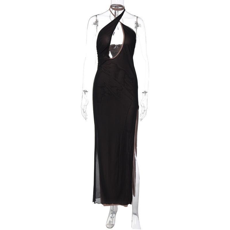 Hollow Mesh Lace - Up Slit Dress – Evening Wear - MRC STOREAccessoriesMy StoreHollow Mesh Lace - up Slim Slit Dress - Bold and Elegant Evening Wear - MRC STOREMRC STORECJLY1791114-Black-LBlackL