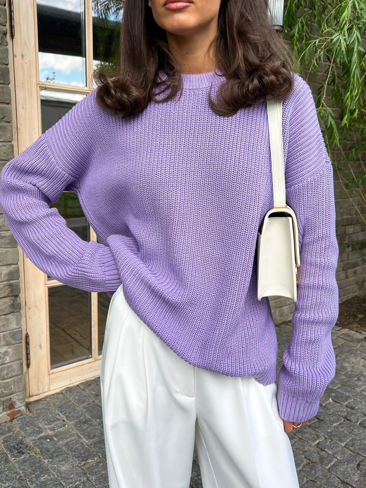 Loose Solid Color Sweater for Casual Comfort - MRC STOREAccessoriesMy StoreLoose Solid Color Sweater for Casual Comfort - MRC STOREMRC STORECJMY214906403CXLavender PurpleL