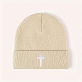 Embroidered Knit Cap - MRC STOREAccessoriesMy StoreEmbroidered Knit CapMRC STORECJBQ188541003CXEmbroidered Cross BeigeFree Size