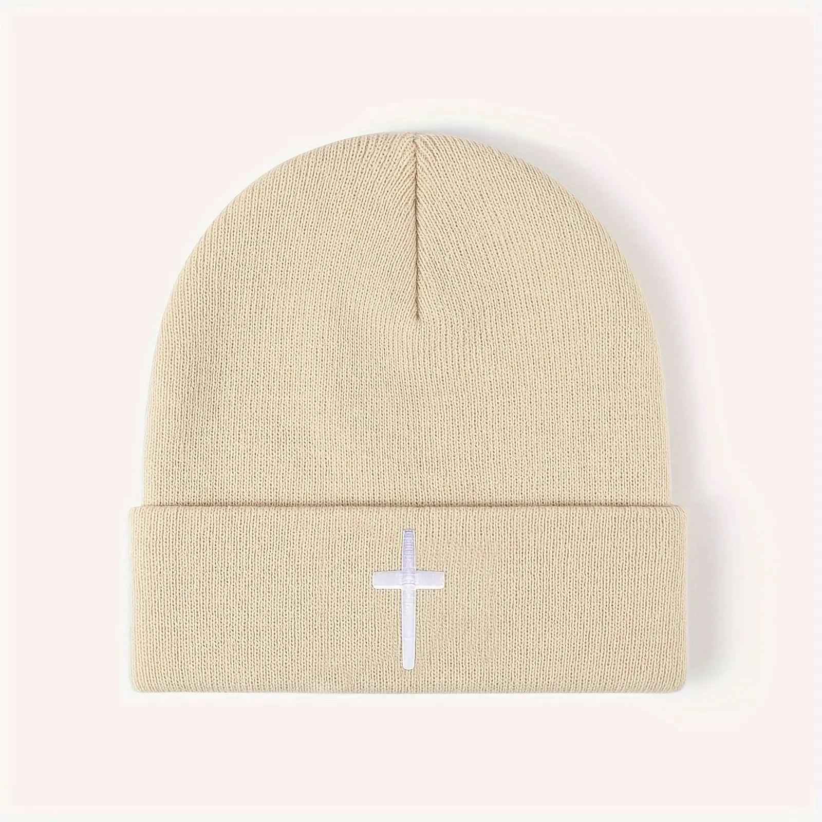 Embroidered Knit Cap - MRC STOREAccessoriesMy StoreEmbroidered Knit CapMRC STORECJBQ188541003CXEmbroidered Cross BeigeFree Size