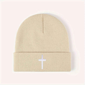 Embroidered Knit Cap - MRC STOREAccessoriesMy StoreEmbroidered Knit CapMRC STORECJBQ188541003CXEmbroidered Cross BeigeFree Size