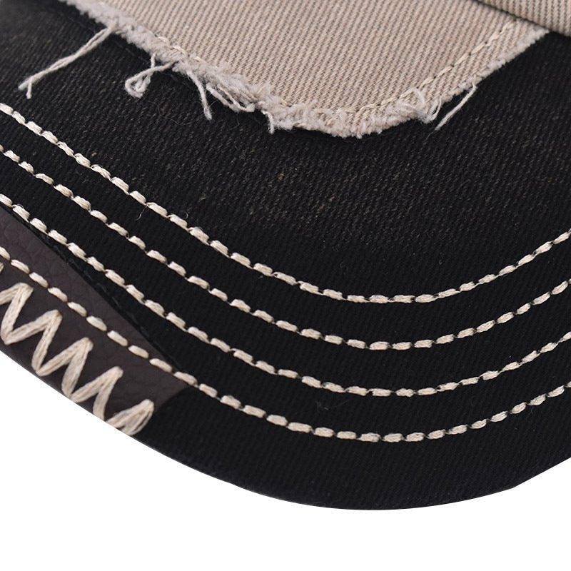 Unisex navy blue cotton cowboy hat with adjustable dome and peaked brim, suitable for all seasons, designed as a versatile accessory.