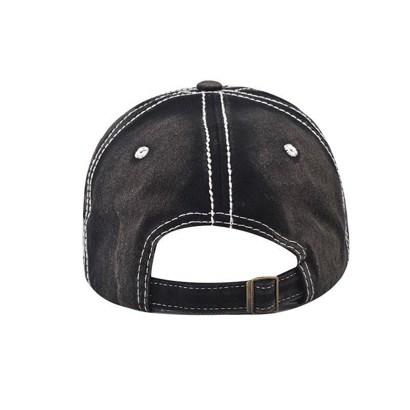 Navy blue unisex cotton cowboy hat with adjustable dome, peaked cap for all seasons, suitable as stylish accessories.