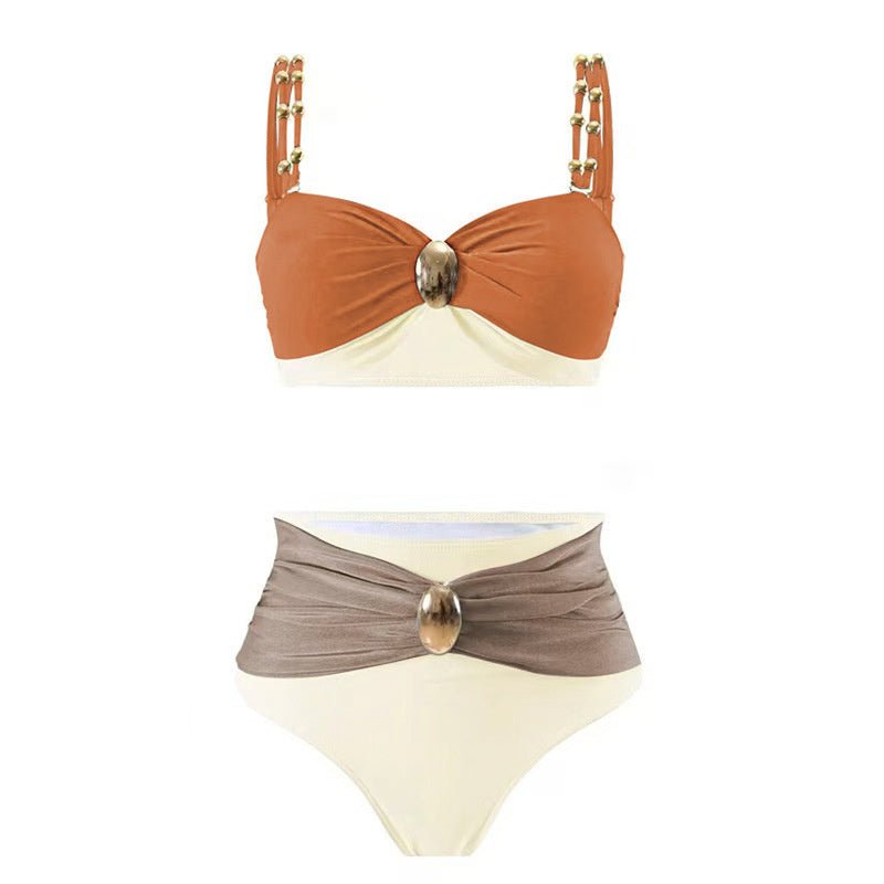 Women’s Split Swimsuit - Gold - Plated High Waist - MRC STOREbikini setMy StoreWomen’s Split Swimsuit - Gold - Plated High Waist My Store MRC STORECJYJ242736303CXChocolate Milk Color SwimsuitL