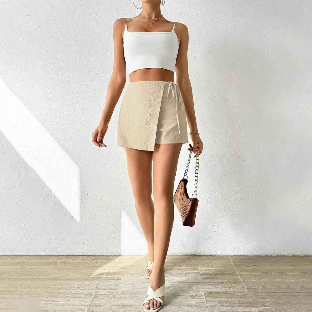 Lace Up Sheath Culottes - MRC STOREbottomsMy StoreLace Up Sheath CulottesMRC STORECJYD204878403CXApricotL