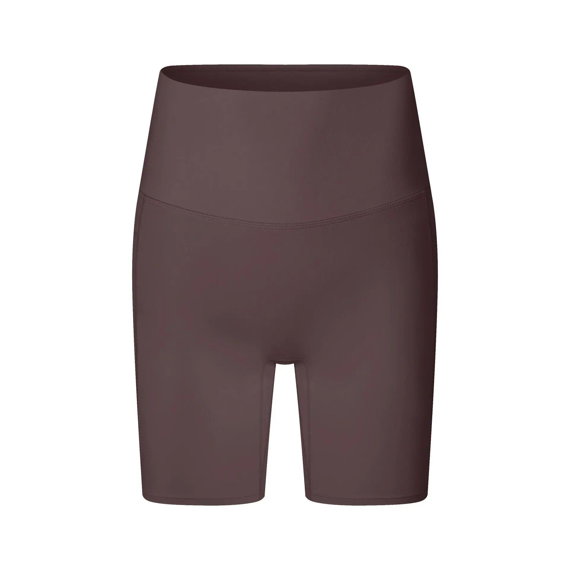 Wear Free high waist fitness pants in beans brown, stylish and comfortable workout bottoms by My Store.