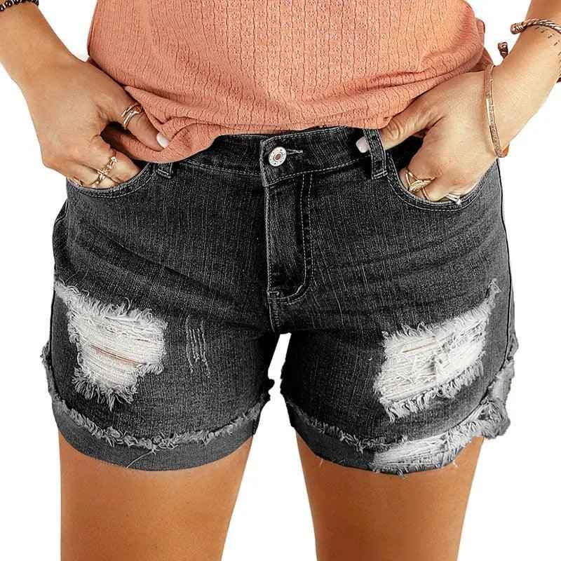 Washed & Frayed Casual Shorts - MRC STOREbottomsMy StoreWashed & Frayed Casual ShortsMRC STORECJNZ205208405EVBlack2XL