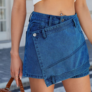Women's Washed Irregular Denim Short Skirt - Mid Waist - MRC STOREbottomsMy StoreWomen's Washed Irregular Denim Short Skirt - Mid Waist My Store MRC STORECJYD232825215OLBlack And Gray2XL