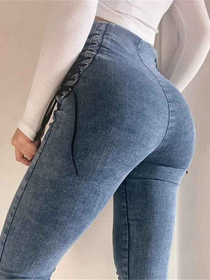 Cross Lace up Waist Jeans - MRC STOREbottomsMy StoreCross Lace up Waist JeansMRC STORECJNZ206854509IRBlackL
