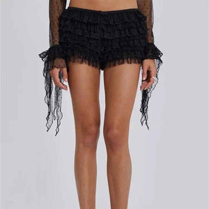 Polka Dot Lace Shorts - MRC STOREbottomsMy StorePolka Dot Lace ShortsMRC STORECJLY207256203CXBlackL
