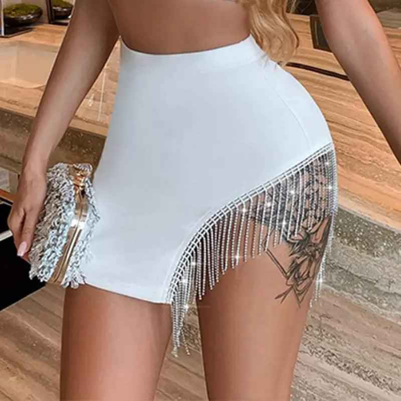 Rhinestone Tassel Skirt - MRC STOREbottomsMy StoreRhinestone Tassel SkirtMRC STORECJQZ202536303CXWhiteL