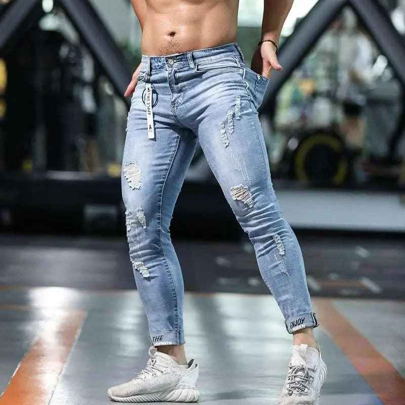 Casual Slim Ripped Jeans - MRC STOREbottomsMy StoreCasual Slim Ripped JeansMRC STORECJXX187477003CXBlueL