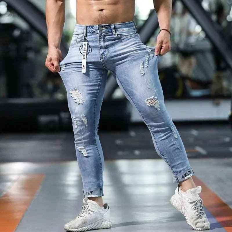 Casual Slim Ripped Jeans - MRC STOREbottomsMy StoreCasual Slim Ripped JeansMRC STORECJXX187477003CXBlueL
