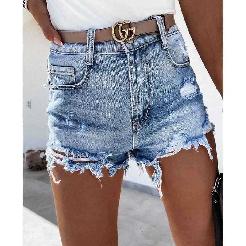 Ripped Denim Shorts - MRC STOREbottomsMy StoreRipped Denim ShortsMRC STORECJNZ207184303CXBlueL