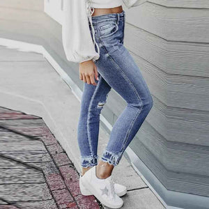 Skinny Ripped Frayed Jeans - MRC STOREbottomsMy StoreSkinny Ripped Frayed JeansMRC STORECJNZ205888704DWLight Blue10