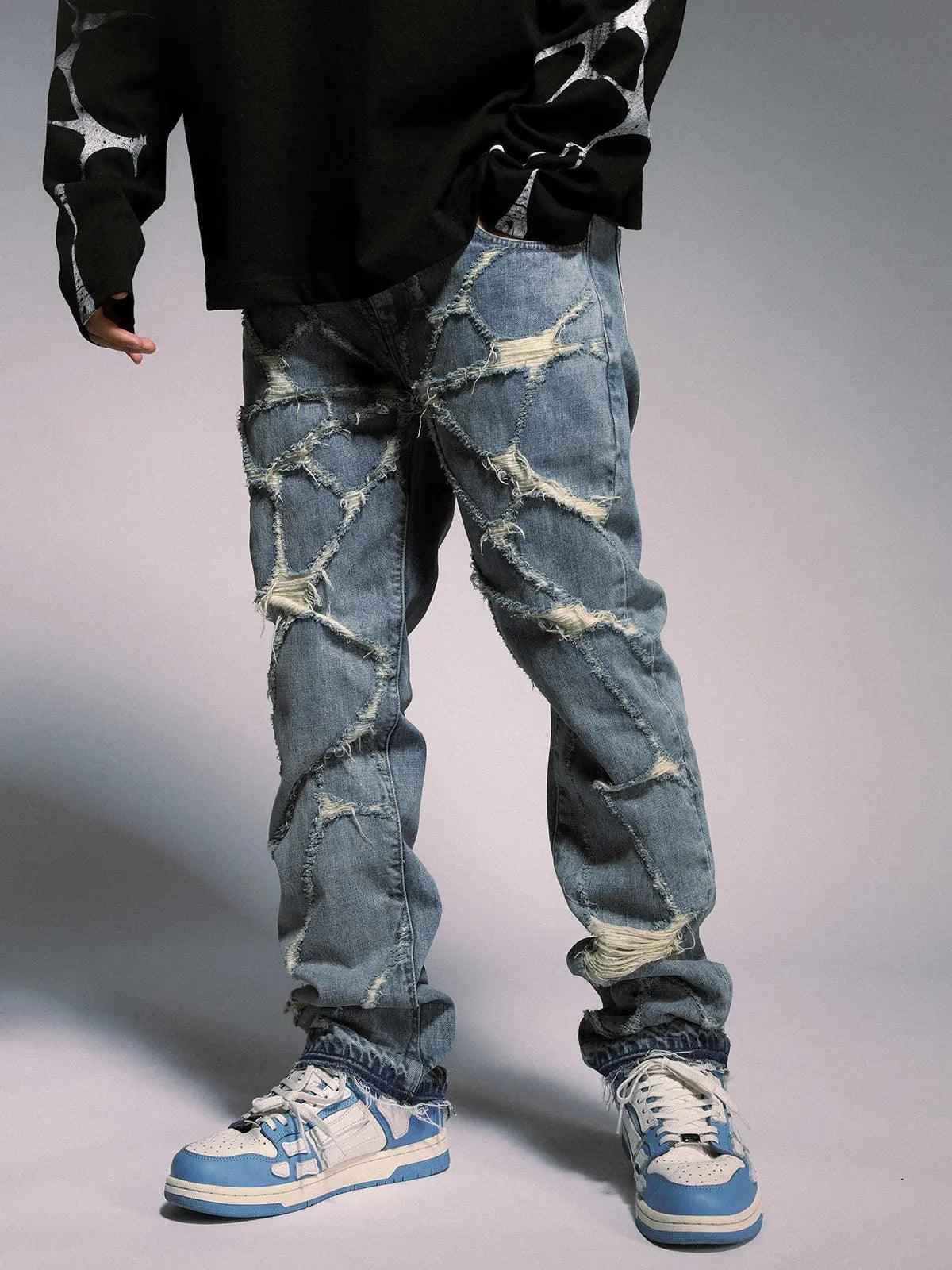 High Street Spider Web Jeans - MRC STOREbottomsMy StoreHigh Street Spider Web JeansMRC STORECJNZ178906005EVLight Blue2XL