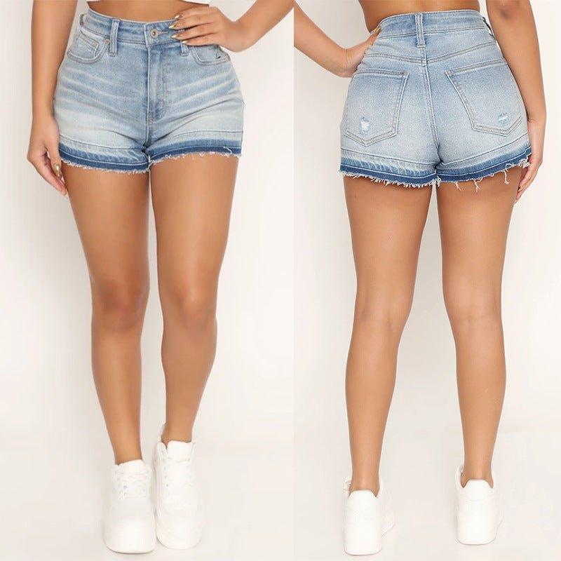 Washed Frayed Denim Shorts – Summer Chic - MRC STOREbottomsMy StoreWashed Frayed Hem Denim Shorts - Chic and Comfortable Summer Essential - MRC STOREMRC STORECJNZ219975905EVLight Blue2XL