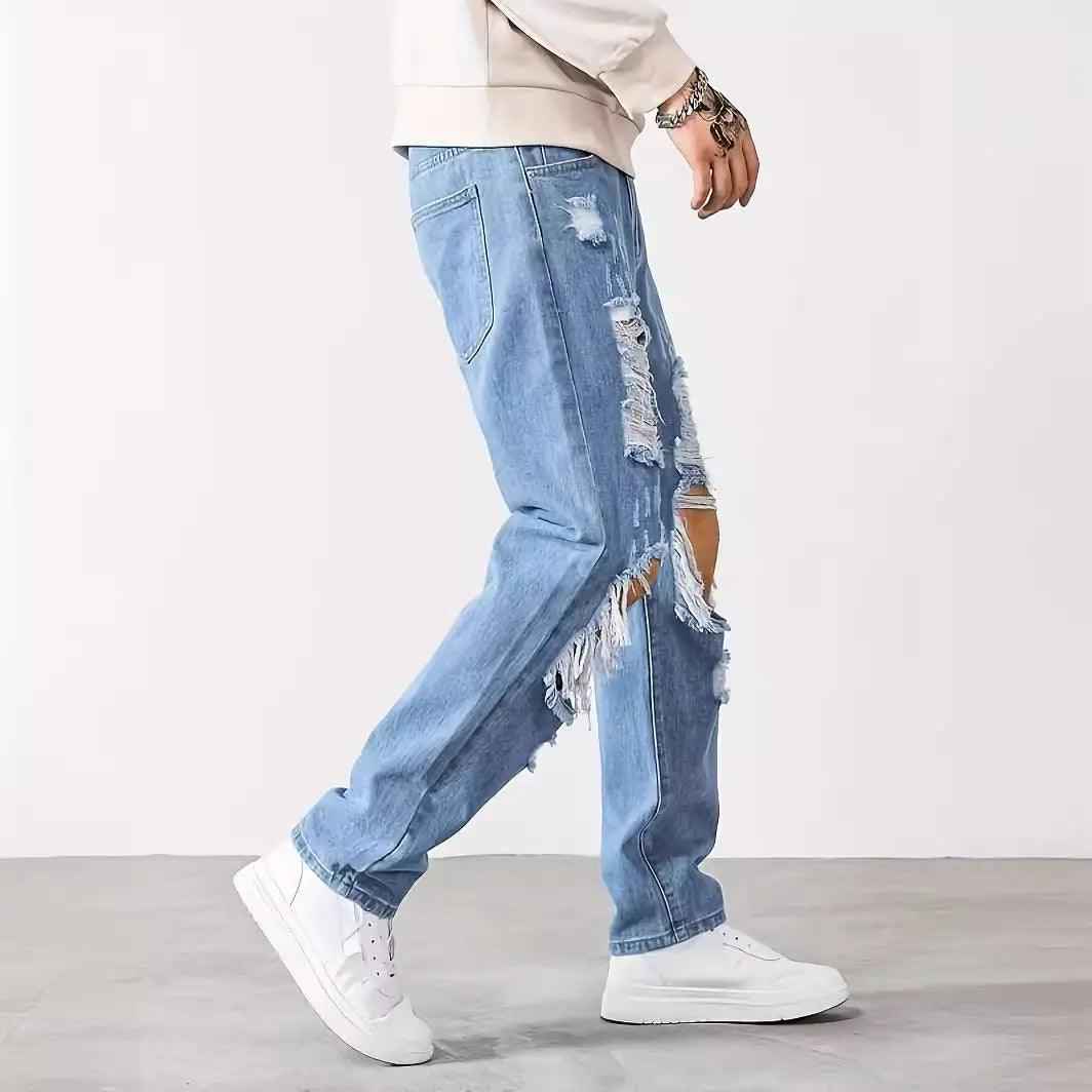 Korean Style Ripped Cropped jeans - MRC STOREbottomsMy StoreKorean Style Ripped Cropped jeansMRC STORECJXX204317803CXLight BlueL