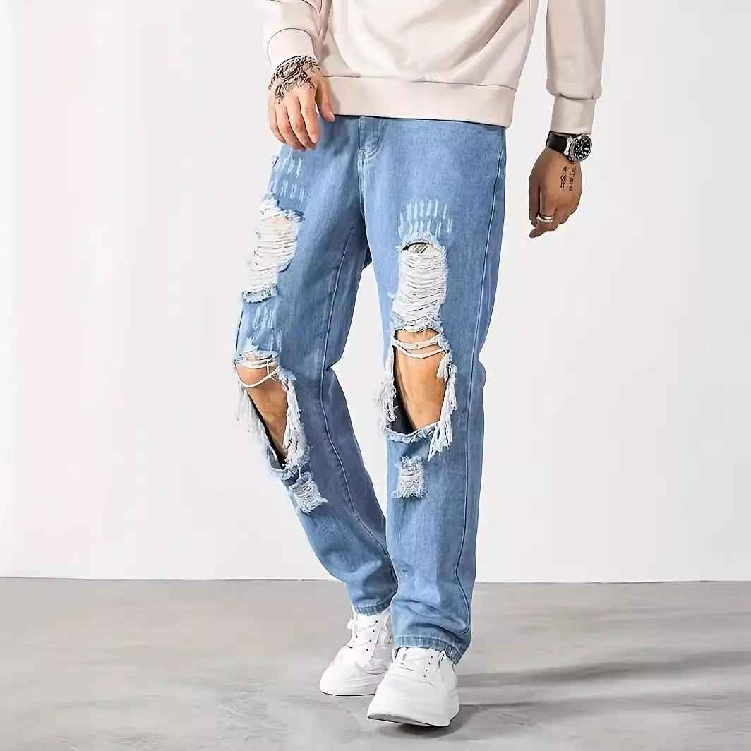 Korean Style Ripped Cropped jeans - MRC STOREbottomsMy StoreKorean Style Ripped Cropped jeansMRC STORECJXX204317803CXLight BlueL