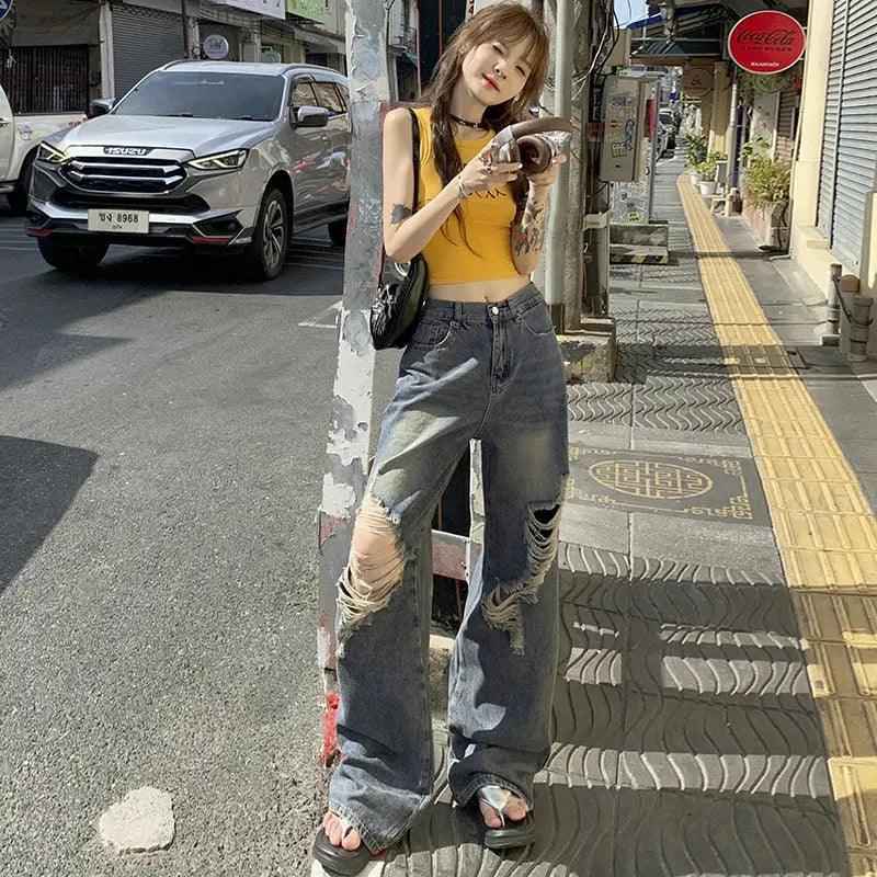 Loose Fitting Wide Leg Jeans - MRC STOREbottomsMy StoreLoose Fitting Wide Leg JeansMRC STORECJNZ205860509IRRetro Blue LengthenedL
