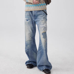 Unisex Flared Jeans - Washed Blue Patch Loose - MRC STOREbottomsMy StoreUnisex Flared Jeans - Washed Blue Patch Loose My Store MRC STORECJXX232802303CXWashed BlueL