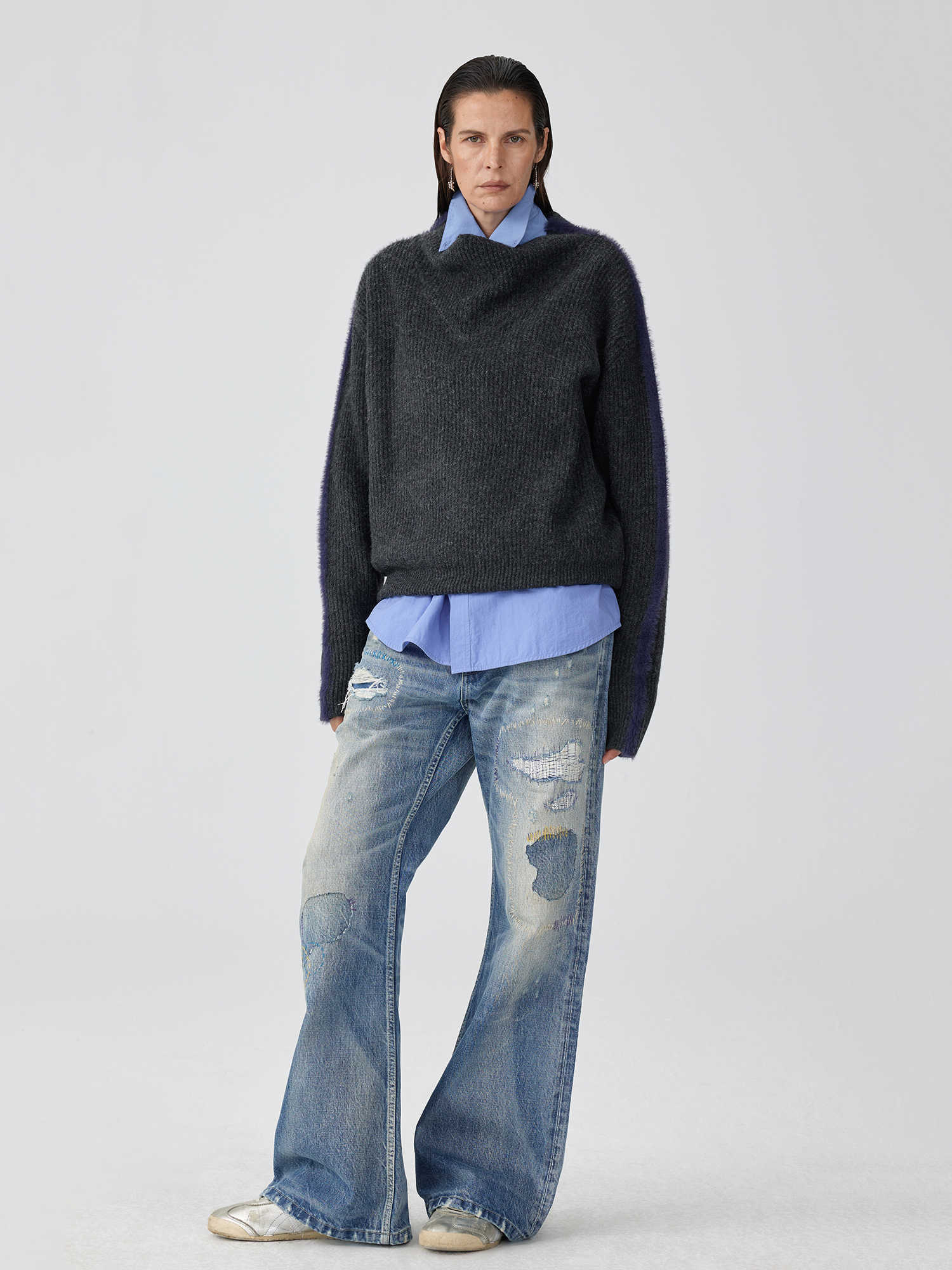Unisex Flared Jeans - Washed Blue Patch Loose - MRC STOREbottomsMy StoreUnisex Flared Jeans - Washed Blue Patch Loose My Store MRC STORECJXX232802303CXWashed BlueL