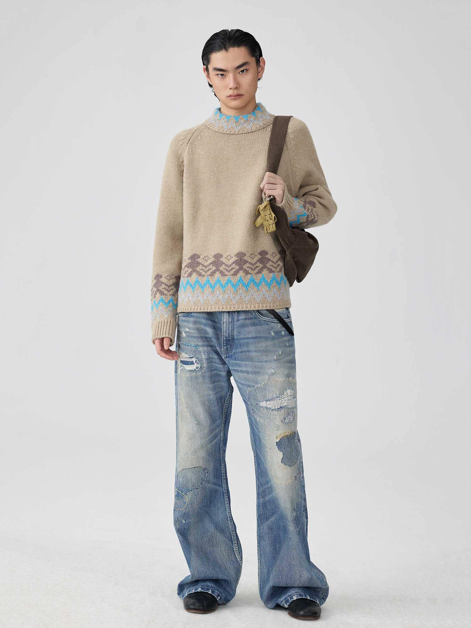Unisex Flared Jeans - Washed Blue Patch Loose - MRC STOREbottomsMy StoreUnisex Flared Jeans - Washed Blue Patch Loose My Store MRC STORECJXX232802303CXWashed BlueL