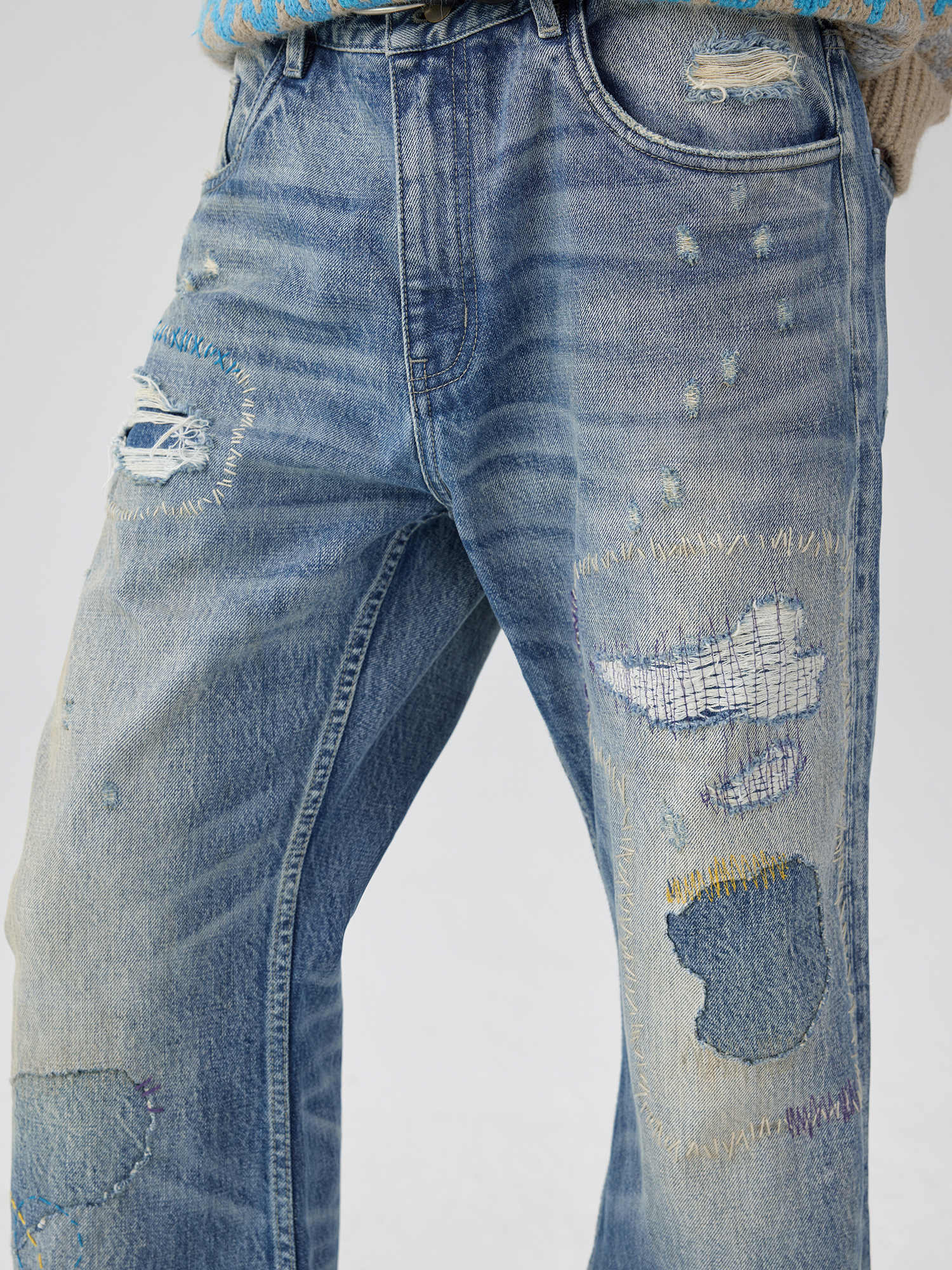 Unisex Flared Jeans - Washed Blue Patch Loose - MRC STOREbottomsMy StoreUnisex Flared Jeans - Washed Blue Patch Loose My Store MRC STORECJXX232802303CXWashed BlueL